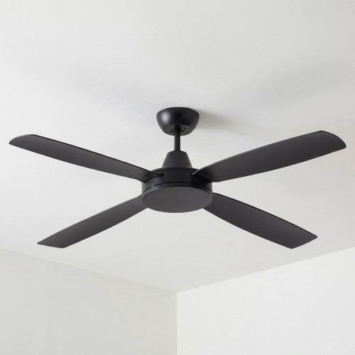 137cm 54-inch Black DC Ceiling Fan Remote Control 4 Blade 35W 6 Speed