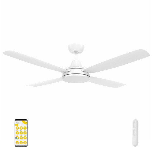 137cm 54-inch White DC Ceiling Fan WiFi Remote 4 Blade 35W 6 Speed