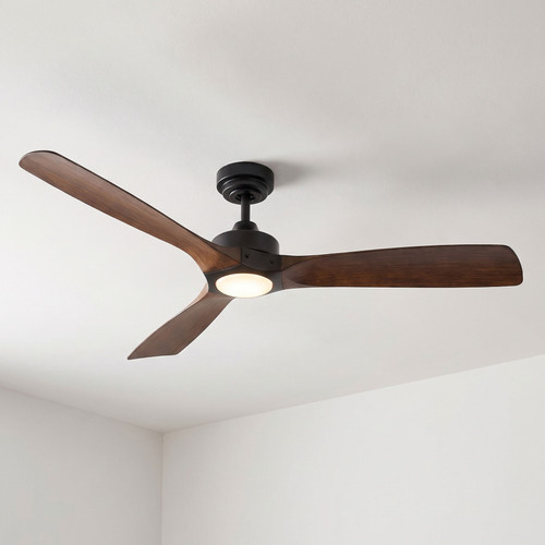 132cm 52-inch Black-Woodgrain DC Ceiling Fan With Light WiFi Remote 3 Blade 35W