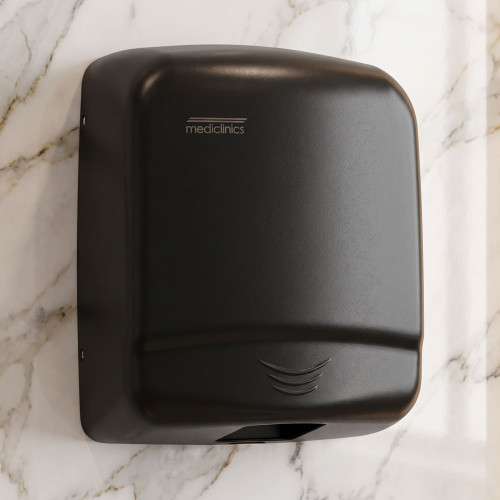 Hand Dryer Matte Black Steel Sensor Operated 1640W 30cm