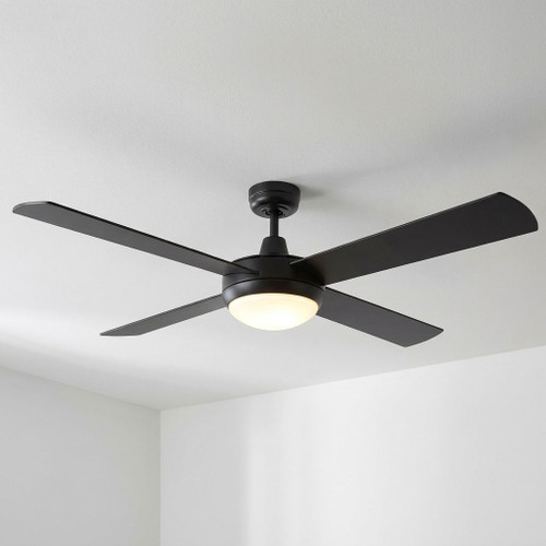 132cm 52-inch Black AC Ceiling Fan With Light 3 Speed