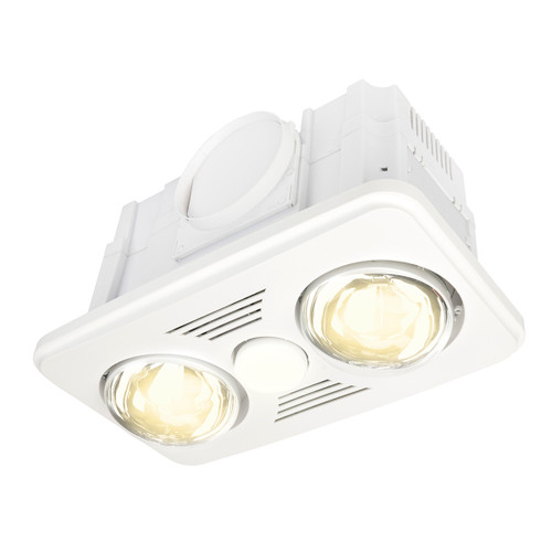 White 3-in-1 Bathroom Heater Fan Light 405mm