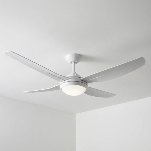 132cm 52-inch White AC Ceiling Fan With Light 75W 3 Speed