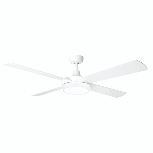 132cm 52inch White Ceiling Fan With Light Tri Colour 3 Speed 50W