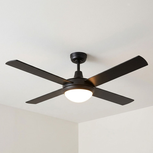 132cm 52-inch Black AC Ceiling Fan With Light 3 Speed 60W Tri-CCT
