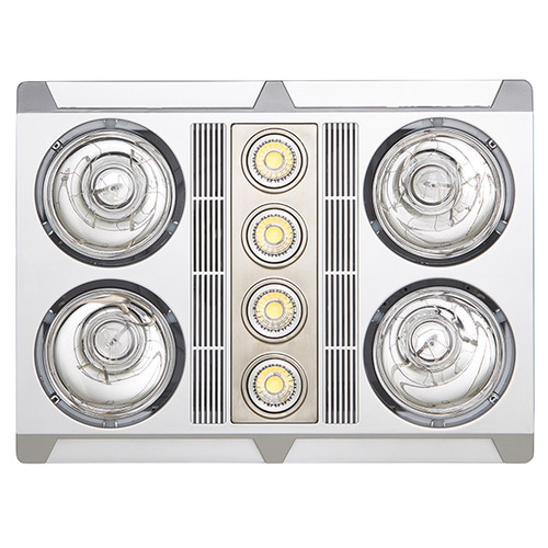 Silver 3-in-1 Bathroom Heater Fan Light 2680lm 3000K 480mm