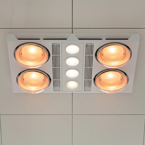 White 3-in-1 Bathroom Heater Fan Light 2680lm 3000K 480mm