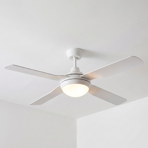 122cm 48-inch White AC Ceiling Fan With Light 60W 3 Speed 4 Blade