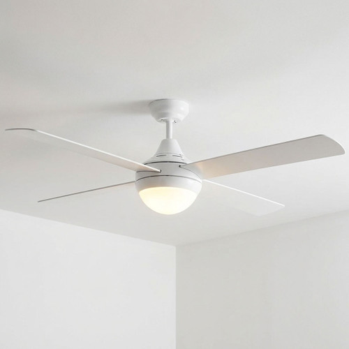 122cm 48-inch White AC Ceiling Fan With Light Remote Control 55W 3 Speed E27