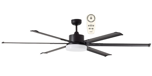 210cm 84inch Matte Black Ceiling Fan With Light and Remote 35W 5 Speed