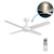 Napoli 132cm 52-inch White DC Ceiling Fan Uplight With Light Remote Control 4 Blade 35W