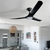 132cm 52-inch Black DC Ceiling Fan With Light Remote Control Convertible 3-4-5 Blades 38W