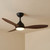 132cm 52-inch Black-Walnut DC Ceiling Fan With Light Smart Remote Control 3 Blade 36W