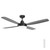 137cm 54-inch Black DC Ceiling Fan With Light Remote 4 Blade 35W 6 Speed