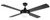 132cm 52inch Black Ceiling Fan Light, 3 Speed