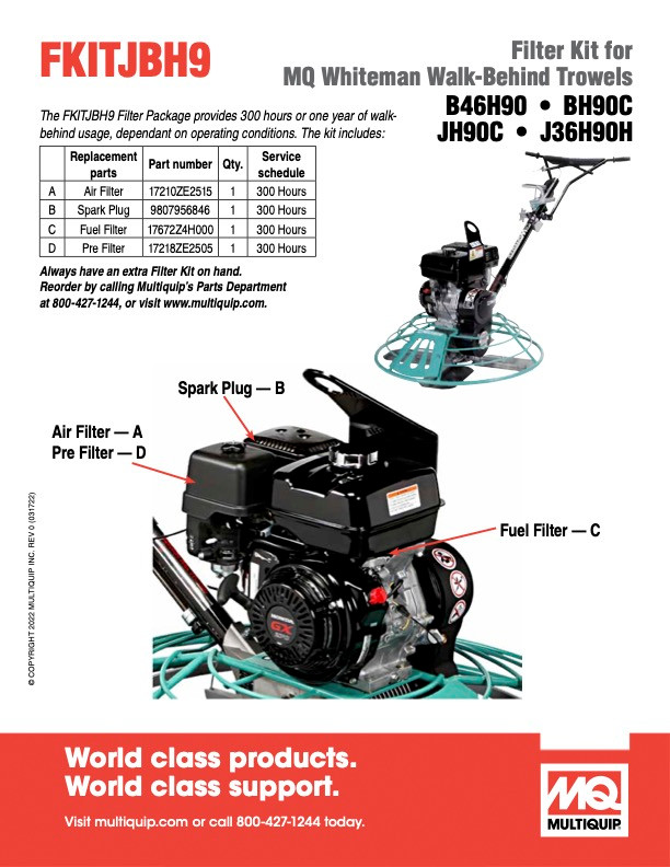 MQ Whiteman Maintenance Kit B46H90, BH90C, JH90C, J36H90H
