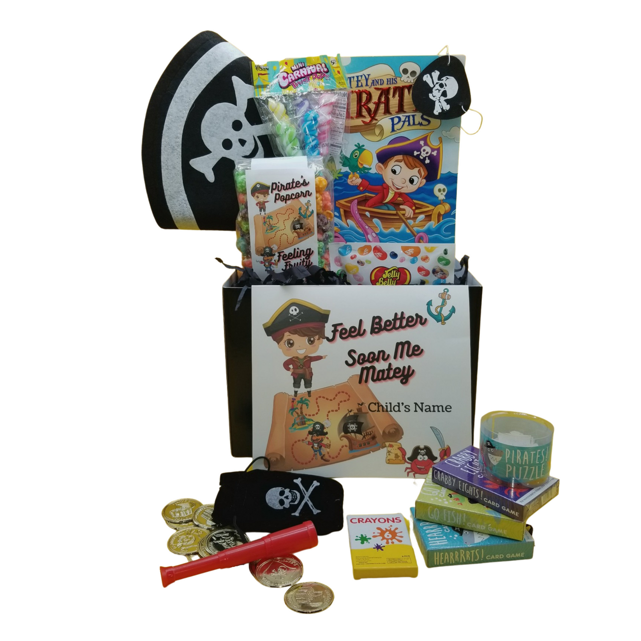 Get Well Pirate Fun-Personalized Gift Basket Box