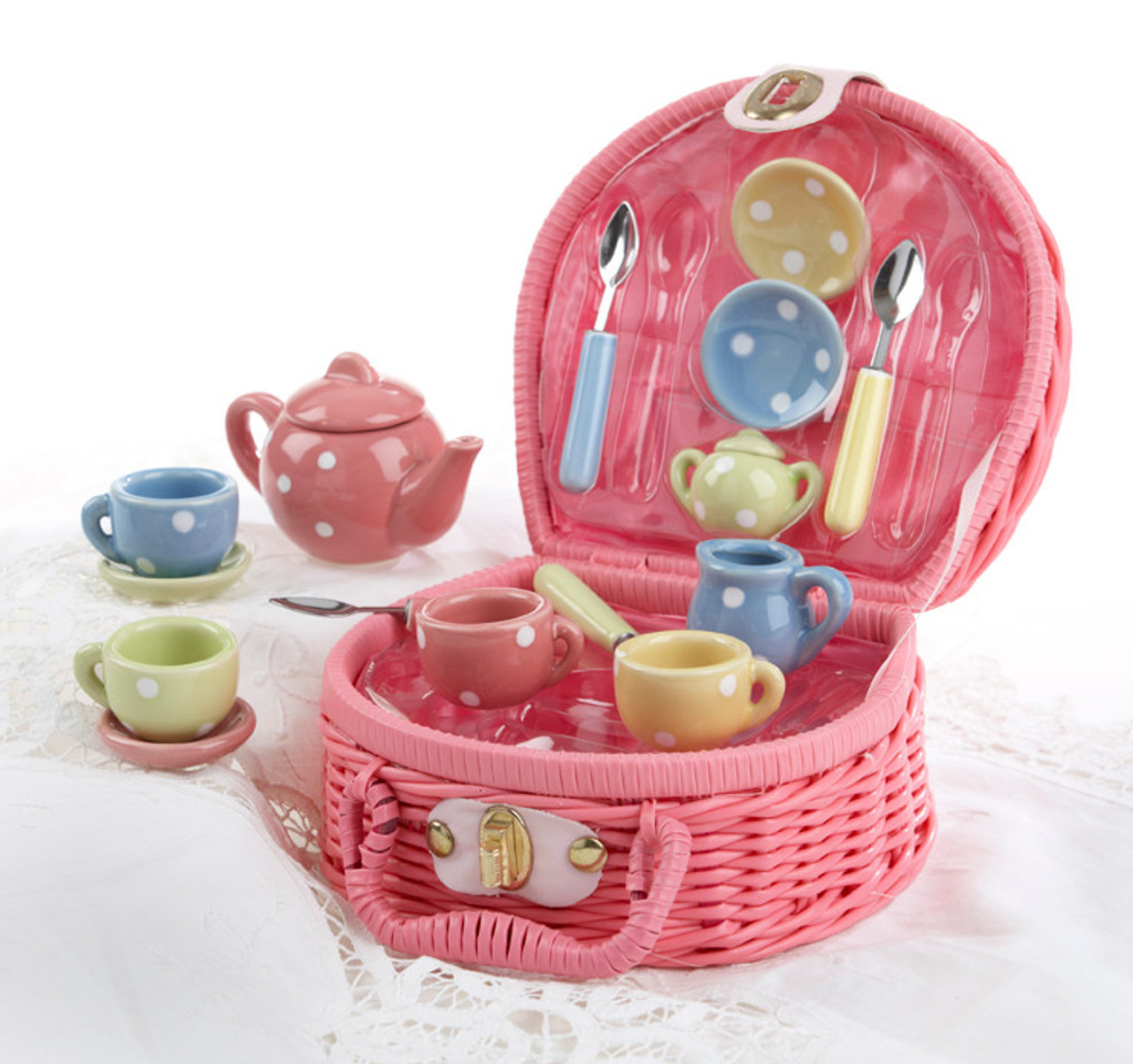 Miniature Porcelain 17pc Toy Tea Set