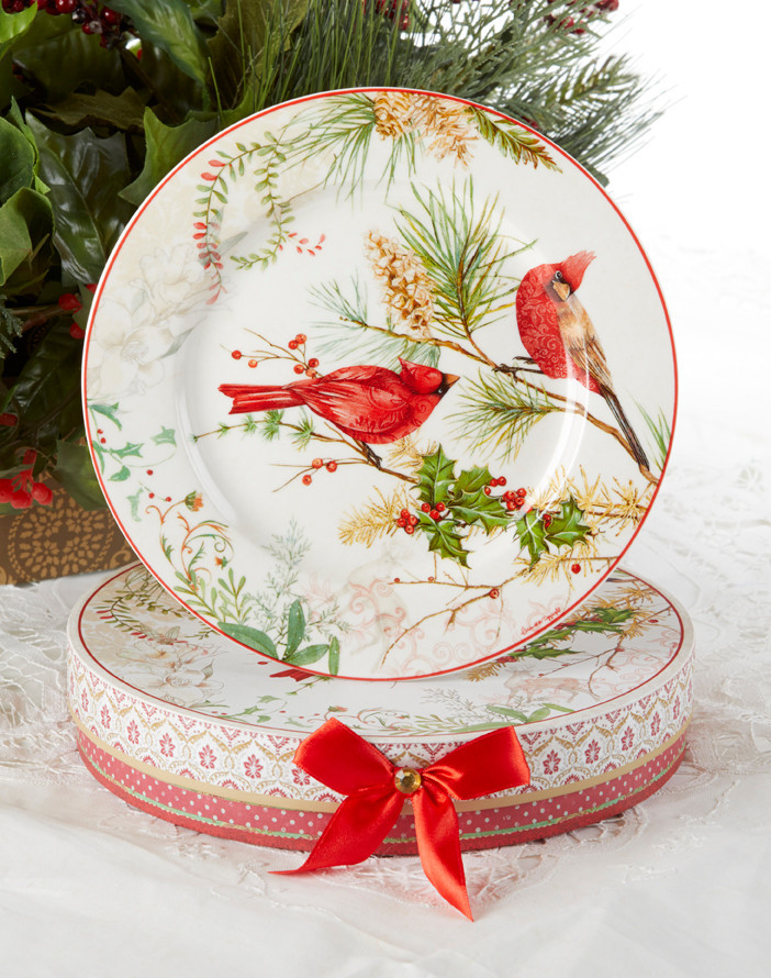 Cardinal Christmas Dessert Plate, 8