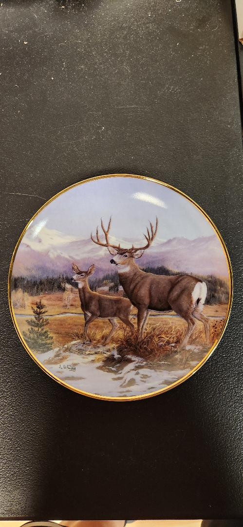 9*8様 McDonald LANSING ミルククレート ヴィンテージ アウト ranklin Mint LE Guardian of the Glen White Tail Deer Porcelain Plate
