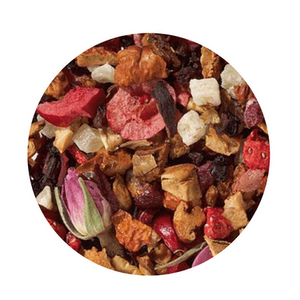 Bridal Tea - Strawberry Rose - Fruit Tea (Loose Leaf)
This rosy fruit tea blend gets its charming color from many pink rose buds and leaves, pink and red fruit pieces and
purple pearls. All these are wonderfully displayed on a bed of apple and pineapple cubes. The taste is influenced by an artful combination of sweet, fruity, fresh and fully flavored notes of red fruits. Beautiful and delicious, to fall in
love with!
Ingredients: apple pieces, pineapple cubes (pineapple, sugar), elderberries, flavoring, hibiscus blossoms, rose petals, pink rosebuds, Black salsify pearls (glucose syrup, concentrated black salsify juice, sugar, citrus fiber, gelling agent: sodium alginate), freeze-dried strawberry pieces, pink rose petals, freeze-dried sour cherry pieces, freeze-dried cranberry slices. Great Iced!
Brewing:
10-12 minutes
203-212 °F
1-2 level tsp./ 6 oz serving Bridal Tea - Strawberry Rose - Fruit Tea (Loose Leaf)
This rosy fruit tea blend gets its charming color from many pink rose buds and leaves, pink and red fruit pieces and
purple pearls. All these are wonderfully displayed on a bed of apple and pineapple cubes. The taste is influenced by an artful combination of sweet, fruity, fresh and fully flavored notes of red fruits. Beautiful and delicious, to fall in
love with!
Ingredients: apple pieces, pineapple cubes (pineapple, sugar), elderberries, flavoring, hibiscus blossoms, rose petals, pink rosebuds, Black salsify pearls (glucose syrup, concentrated black salsify juice, sugar, citrus fiber, gelling agent: sodium alginate), freeze-dried strawberry pieces, pink rose petals, freeze-dried sour cherry pieces, freeze-dried cranberry slices. Great Iced!
Brewing:
10-12 minutes
203-212 °F
1-2 level tsp./ 6 oz serving
