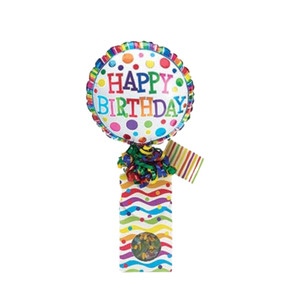 Birthday Celebration Balloon Dots Candy Bouquet Sometimes a little can say so much and make their special day just a bit more special knowing you thought of them. Send a smile today, send this birthday giftable. Includes heavy paperboard candy box filled a mix of name brand candy such as Starburst, Sweet Tarts, Tootsie Roll, Jolly Rancher, Skittles, Nerds, Laffy Taffy or Tootsie Fruit Chews. Mix may vary in each gift, Happy Birthday Dots 9" air-filled balloon, ribbon curls, and your personal message on a gift card. Birthday Celebration Balloon Dots Candy Bouquet Sometimes a little can say so much and make their special day just a bit more special knowing you thought of them. Send a smile today, send this birthday giftable. Includes heavy paperboard candy box filled a mix of name brand candy such as Starburst, Sweet Tarts, Tootsie Roll, Jolly Rancher, Skittles, Nerds, Laffy Taffy or Tootsie Fruit Chews. Mix may vary in each gift, Happy Birthday Dots 9" air-filled balloon, ribbon curls, and your personal message on a gift card.