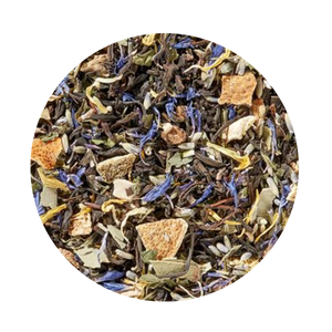 Black Tea - w/Essentail Oil -Lavender Lime Mint Blue lavender blossoms, green mint leaves and yellow-orange lemon peel on our mild black tea is the perfect base for a pleasing taste creation with fresh, floral and fruity notes. Enhanced by our pure essential oils made from sun-ripened limes, fresh peppermint and a hint of eucalyptus, this is a real taste indulgence whose scent will invigorate your senses. Ingredient: black tea (65%)*, lavender blossoms (8%)*, eucalyptus leaves*, orange peel*, Peppermint*, lemon peel*, moringa leaves*, cornflower blossoms*, marigold blossoms*, lime oil*, Peppermint oil*, eucalyptus oil*, (* from organic cultivation) Black Tea - w/Essentail Oil -Lavender Lime Mint Blue lavender blossoms, green mint leaves and yellow-orange lemon peel on our mild black tea is the perfect base for a pleasing taste creation with fresh, floral and fruity notes. Enhanced by our pure essential oils made from sun-ripened limes, fresh peppermint and a hint of eucalyptus, this is a real taste indulgence whose scent will invigorate your senses. Ingredient: black tea (65%)*, lavender blossoms (8%)*, eucalyptus leaves*, orange peel*, Peppermint*, lemon peel*, moringa leaves*, cornflower blossoms*, marigold blossoms*, lime oil*, Peppermint oil*, eucalyptus oil*, (* from organic cultivation)