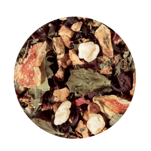 Fruit tea blend, flavored Watermelon/Mint (Loose Leaf)- Iceable A much loved summer combo: refreshing and wonderfully cooling, thanks to our peppermint of exceptional quality. With a generous helping of melon cubes and flakes. A real pleasure served cold. Low acid, Iceable pleasure. Taste: Enjoy the aroma and taste of sweet watermelon and delicious fruity mix Ingredients: apple pieces, Honeydew melon (melon, sugar, fructose-syrup), hibiscus blossoms, elderberries, peppermint (9%), flavoring, rose hip peel, water melon flakes. Brewing: 10-12 minutes 203-212 °F 1-2 level tsp./ 6 oz serving Fruit tea blend, flavored Watermelon/Mint (Loose Leaf)- Iceable A much loved summer combo: refreshing and wonderfully cooling, thanks to our peppermint of exceptional quality. With a generous helping of melon cubes and flakes. A real pleasure served cold. Low acid, Iceable pleasure. Taste: Enjoy the aroma and taste of sweet watermelon and delicious fruity mix Ingredients: apple pieces, Honeydew melon (melon, sugar, fructose-syrup), hibiscus blossoms, elderberries, peppermint (9%), flavoring, rose hip peel, water melon flakes. Brewing: 10-12 minutes 203-212 °F 1-2 level tsp./ 6 oz serving