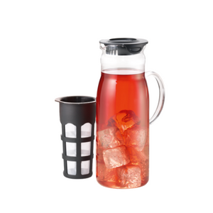 Teapot Glass, with Nylon strainer 40.6 fl. oz. Ideal for preparing iced tea! Now you can enjoy all your favorite loose-leaf teas iced. For sweet, iced teas add sugar before adding the boiling water. You can also use the filter to infuse fresh fruits and other spices. Place your loose-leaf teas or bagged tea into the filter. Add your boiling water, place the filter into the container and clip the lid down. Allow your tea to brew until your desired strength. Dip the strainer in and out or gently swish now and then to release the tea. Pour over ice in a glass and enjoy! Refrigerate any remaining tea. Teapot Glass, with Nylon strainer 40.6 fl. oz. Ideal for preparing iced tea! Now you can enjoy all your favorite loose-leaf teas iced. For sweet, iced teas add sugar before adding the boiling water. You can also use the filter to infuse fresh fruits and other spices. Place your loose-leaf teas or bagged tea into the filter. Add your boiling water, place the filter into the container and clip the lid down. Allow your tea to brew until your desired strength. Dip the strainer in and out or gently swish now and then to release the tea. Pour over ice in a glass and enjoy! Refrigerate any remaining tea.