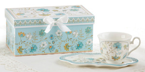 Blue Romance Tea and Toast Set in Gift Box: Enjoy your morning breakfast or afternoon tea and snack on this pretty set. A pleasant way to create a moment of indulgence. Add one of our specialty loose leaf teas and cuddle up with a good book, sounds invigting to whisk your cares away. Meant for everyday use. Comes in its own matching print gift box with matching satin ribbon. Great Gift Idea: New Mommy, Birthday, get well, thank you.
Includes:
4.2" x 9" tray
Porcelain Teacup
Soft white background with Blue Romance pattern in teal, greens and white floral print
Dishwasher safe
Other Items Available:
Gift Set, Pamper me Gift Box: wonderful for New Mom, Bridal, Specail someone see SKU: GSD97421
Tea choices available to add to your order in the loose-leaf shop
Teas and Teaware are shipped together,
Cornucopia Teas come in resealable pouches with decorative tea labels,
and includes a recipe and brewing guide.
If purchasing as a gift your personal message is included on the pamphlet. Blue Romance Tea and Toast Set in Gift Box: Enjoy your morning breakfast or afternoon tea and snack on this pretty set. A pleasant way to create a moment of indulgence. Add one of our specialty loose leaf teas and cuddle up with a good book, sounds invigting to whisk your cares away. Meant for everyday use. Comes in its own matching print gift box with matching satin ribbon. Great Gift Idea: New Mommy, Birthday, get well, thank you.
Includes:
4.2" x 9" tray
Porcelain Teacup
Soft white background with Blue Romance pattern in teal, greens and white floral print
Dishwasher safe
Other Items Available:
Gift Set, Pamper me Gift Box: wonderful for New Mom, Bridal, Specail someone see SKU: GSD97421
Tea choices available to add to your order in the loose-leaf shop
Teas and Teaware are shipped together,
Cornucopia Teas come in resealable pouches with decorative tea labels,
and includes a recipe and brewing guide.
If purchasing as a gift your personal message is included on the pamphlet.