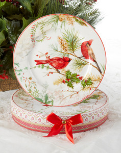 8" Porcelain 2-Plate Set/Box, Cardinal Christmas: Part of the Cardinal Tea Set Christmas collection. Create a tea for two setting. Additional plates available by special order, just ask! Includes: 2 pc Plate Set, made of Porcelain. 8" Porcelain 2-Plate Set/Box, Cardinal Christmas: Part of the Cardinal Tea Set Christmas collection. Create a tea for two setting. Additional plates available by special order, just ask! Includes: 2 pc Plate Set, made of Porcelain.