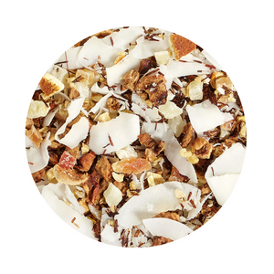 Sweet, fruity bananas with summerly, fresh pineapple and creamy coconut pieces are combined to form a truly great blend! The smooth toasted flavor of Rooibos adds to this delightfully fruity blend. Ingredients: apple pieces, pineapple cubes (pineapple, sugar), coconut chips, papaya cubes (papaya, sugar), mango cubes (mango, sugar), freeze-dried banana pieces, Rooibos tea, orange peel, coconut shreds, flavoring, Contains Coconut. Important: Always brew with boiling water and let infuse for 5-10 minutes in order to obtain a safe beverage! 10-12 minutes 203-212 °F 1-2 level tsp./ 6 oz serving Sweet, fruity bananas with summerly, fresh pineapple and creamy coconut pieces are combined to form a truly great blend! The smooth toasted flavor of Rooibos adds to this delightfully fruity blend. Ingredients: apple pieces, pineapple cubes (pineapple, sugar), coconut chips, papaya cubes (papaya, sugar), mango cubes (mango, sugar), freeze-dried banana pieces, Rooibos tea, orange peel, coconut shreds, flavoring, Contains Coconut. Important: Always brew with boiling water and let infuse for 5-10 minutes in order to obtain a safe beverage! 10-12 minutes 203-212 °F 1-2 level tsp./ 6 oz serving