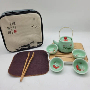 About this product
A Portable Traveling 3D Koi Fish with Lotus Tea Set, combining functionality, artistry, and convenience. This tea set stands out not only for its artistic 3D koi fish and lotus design but also for its practicality and portability. The inclusion of a traveling bag makes it convenient for tea enthusiasts on the go, enhances the overall tea-drinking experience.
Design:
3D koi fish with lotus design
Exquisite and hand-painted
Suitable for Kungfu tea and tea art
Portable for traveling
Suitable for both home living and outdoor use
Components (9 pcs):
1 tea pot
4 cups
1 traveling bag
1 tea tray
1 wood small tea tweezer
1 cotton tea pad
Size:
Canvas bag: 23cm x 23cm x 11cm
Details
• Made in China About this product
A Portable Traveling 3D Koi Fish with Lotus Tea Set, combining functionality, artistry, and convenience. This tea set stands out not only for its artistic 3D koi fish and lotus design but also for its practicality and portability. The inclusion of a traveling bag makes it convenient for tea enthusiasts on the go, enhances the overall tea-drinking experience.
Design:
3D koi fish with lotus design
Exquisite and hand-painted
Suitable for Kungfu tea and tea art
Portable for traveling
Suitable for both home living and outdoor use
Components (9 pcs):
1 tea pot
4 cups
1 traveling bag
1 tea tray
1 wood small tea tweezer
1 cotton tea pad
Size:
Canvas bag: 23cm x 23cm x 11cm
Details
• Made in China