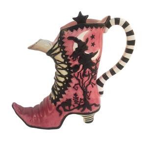 About this product
It’s designed by Blue Sky Clayworks is a unique decorative tabletop object that adds a touch of charm to any space. Designed to be enjoyed, this handcrafted piece embodies our brand's commitment to high design and artisanal techniques. Its whimsical design, inspired by world-renowned artist Heather Goldminc, is sure to become a conversation starter in your home. Enjoy the quality and creativity of this High Heel Teapot

Details
•  Made in China
•  Weight: 1 lb (453.59 g)
•  Dimensions: 10.3 x 3.8 x 9.5 in (26.2 x 9.7 x 24.1 cm)