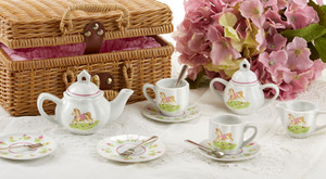 Toy Porcelain Tea Set in Basket- Pony: It's a tea party set for two! Little Pony print tea set in a natural picnic basket chest with matching cloth liner. Perfect activity set for any little girl. By Delton ages 8+ • 1-Teapot, • 2-Cup and Saucer, • 2-Serving plates, • 2 each, Spoon and Fork, • 1-Storage Picnic basket. This set is part of the Cornucopia's Toy Tea party set and comes with additional add ons: • Perfect tea party companion doll by Apple Dumplin Dolls • 1 oz (12 tea parties or more) Children's Tea available o There is hardly another fruit on this planet which is as popular among young and old as the strawberry. We are, therefore, presenting our decaffeinated, flavored green tea variation. Its mild and, at the same time, intense taste is due to a natural strawberry flavoring, which shines when interacting with the soft tea basis. Ingredients: decaffeinated green tea, freeze-dried strawberry pieces, natural flavoring type strawberry. • All choices are shipped together in one box. • Gift card enclosure Toy Porcelain Tea Set in Basket- Pony: It's a tea party set for two! Little Pony print tea set in a natural picnic basket chest with matching cloth liner. Perfect activity set for any little girl. By Delton ages 8+ • 1-Teapot, • 2-Cup and Saucer, • 2-Serving plates, • 2 each, Spoon and Fork, • 1-Storage Picnic basket. This set is part of the Cornucopia's Toy Tea party set and comes with additional add ons: • Perfect tea party companion doll by Apple Dumplin Dolls • 1 oz (12 tea parties or more) Children's Tea available o There is hardly another fruit on this planet which is as popular among young and old as the strawberry. We are, therefore, presenting our decaffeinated, flavored green tea variation. Its mild and, at the same time, intense taste is due to a natural strawberry flavoring, which shines when interacting with the soft tea basis. Ingredients: decaffeinated green tea, freeze-dried strawberry pieces, natural flavoring type strawberry. • All choices are shipped together in one box. • Gift card enclosure