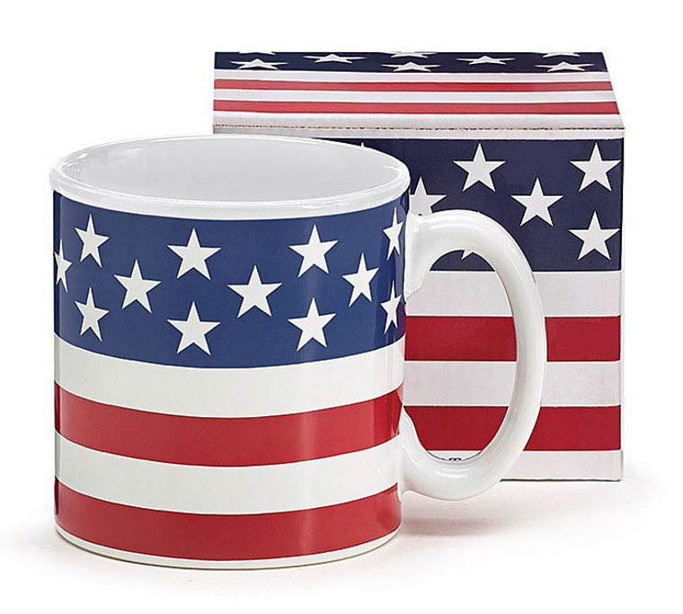 Details

Dishwasher safe/FDA approved/Microwave safe.

Ceramic white mug with red, white, and blue stars and stripes decals. Gift box included.

4 1/2"H X 4 1/2"W X 4 1/2"D and holds 13oz.