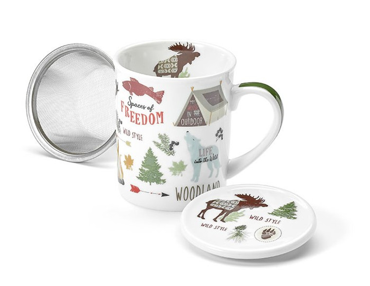 Herb Tea Cup “Woodland”
porcelain with raised effect,
3 piece set with stainless steel strainer,
in attractive gift box
H. 3.8 inches (9.8 cm), Ø 3 inches (7.8 cm)
content 8.5 fl. oz. (0.25 l)