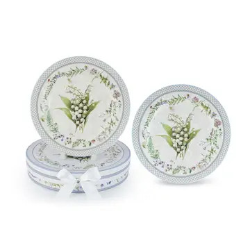 8" Porcelain 2-Plate Set/gift Box, Lilly of the Valley. Part of the Lily of the Valley tea set collection.  Create a two piece dessert service for tea for two or more!  Special ordering available for larger quantities, just ask! 

Includes:

2 pc Plate Set, made of Porcelain.