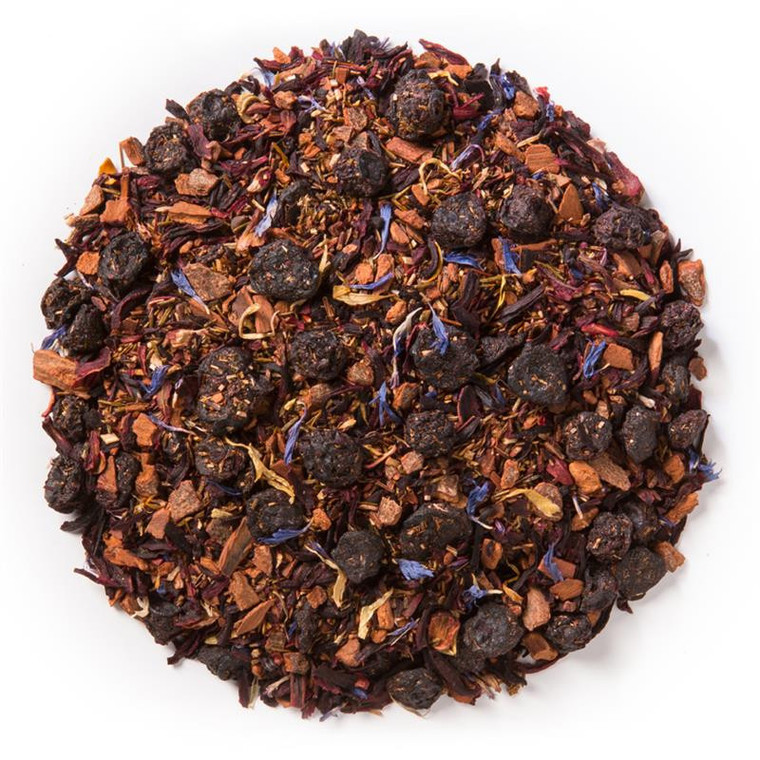 Spring Fruit & Flowers (Loose Leaf) is a fresh blend of spring fruits and flowers with a base of green rooibos.  Ingredients: Organic blueberries, organic hibiscus, organic green rooibos, organic cinnamon, natural flavor, organic calendula flowers and organic corn flowers.  Taste: Spring Fruit & Flowers (Loose Leaf) offers a light, floral flavor profile with a subtle berry finish.  Origin: organic rooibos from South Africa.