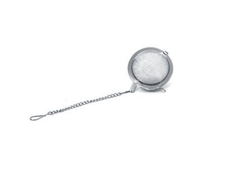 Small Stainless Steel Tea"Ball" diam. approx. 1.77" allows you to brew your loose leaf tea. Perfect size for Tea by the cup, Tea for one sets, Mugs, and 2 cup teapots.  How to Use:   Fill with 1 1/2 Teaspoon of your favorite Cornucopia Loose Leaf Tea and use just as you would a teabag.  Allow to sit in the water for a moment or two and then dip it in and out of the tea cup, or pot to release the tea flavors and it reaches your desired color or strength of tea. Remove and place on a tea saucer, teabag holder or if included the tea ball rest.