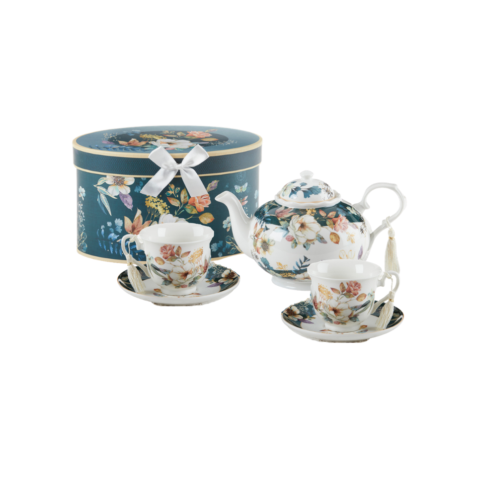 English Rose Teapot Duo with Tea Gift Box