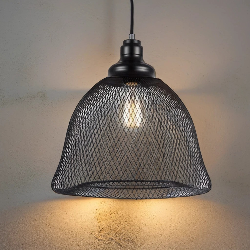 Black Pendant Industrial Style Wire Bird Cage 33cm | Lighting Style