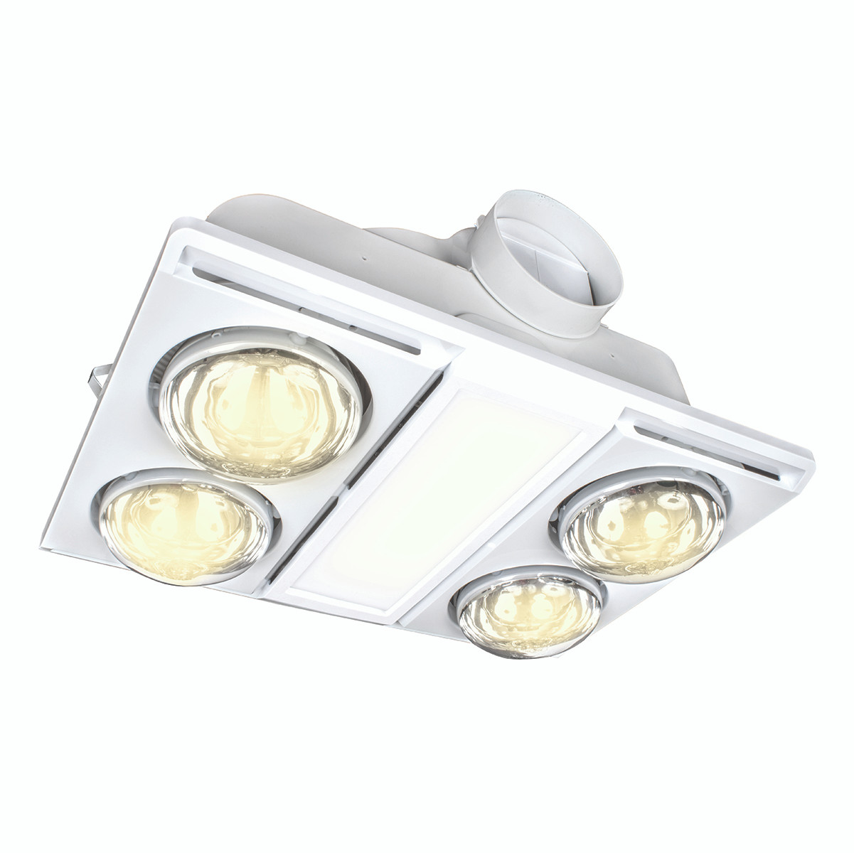 White 3-in-1 Bathroom Heater Fan Light 360mm | Lighting Style