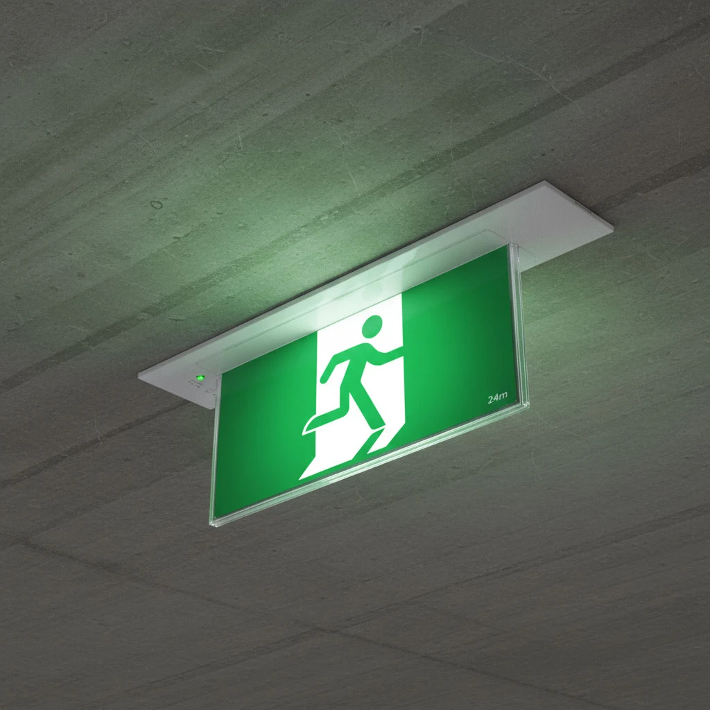2W Emergency Exit Light Industrial Strength LED 24m Recessed 2 Hours ...