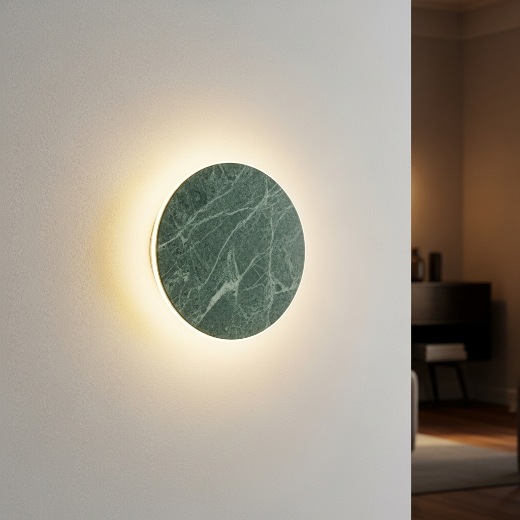 Round Backlit LED Wall Light Green Marble Tri-CCT 1350lm 14W Dimmable ...