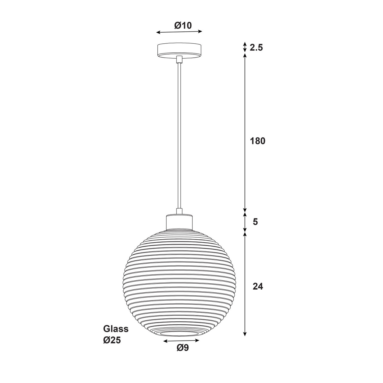 Round Pendant Light Timber Ribbed Opal Glass 25cm E27 60W | Lighting Style