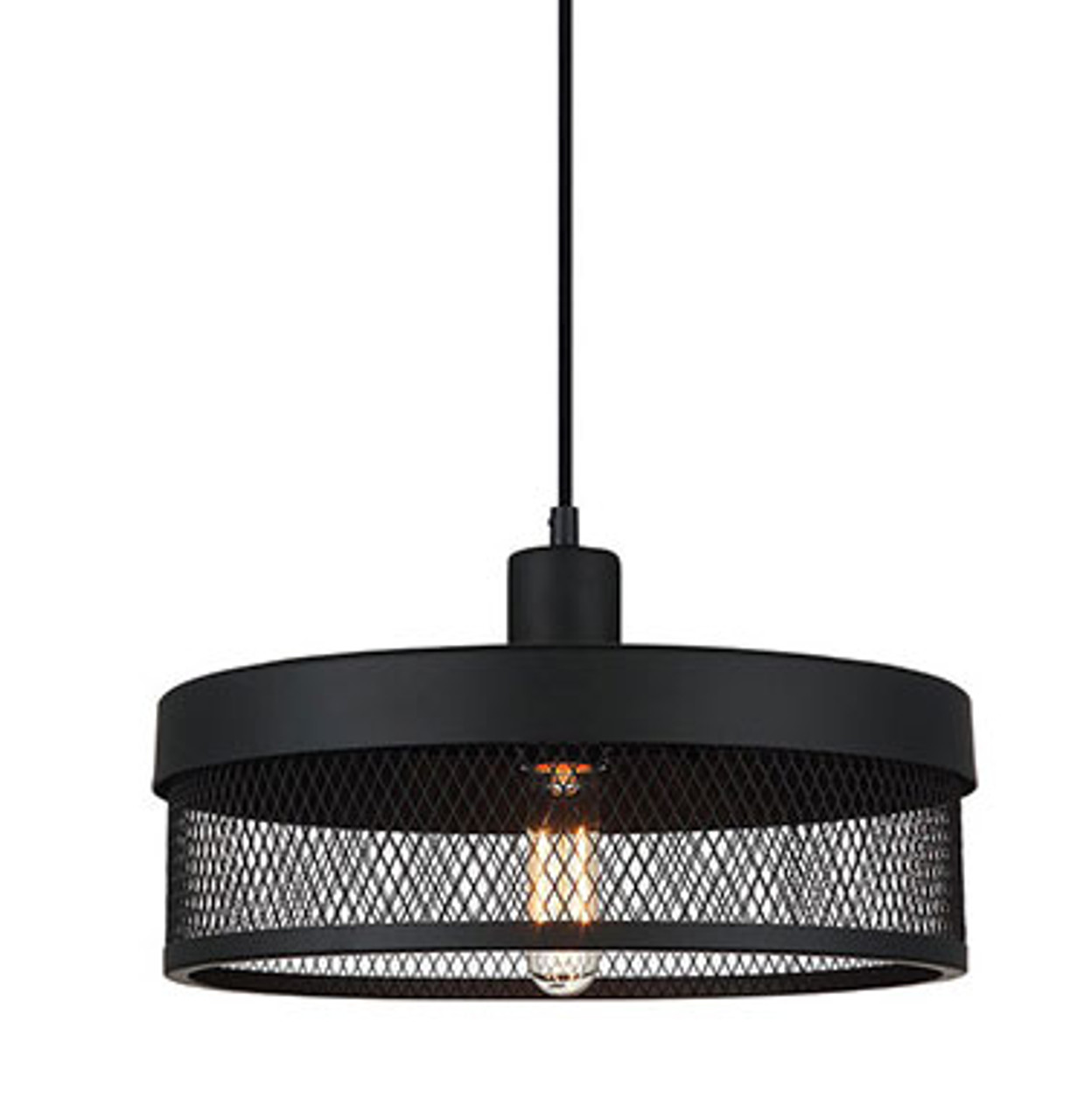 Drum Pendant Mesh 36cm Black | Lighting Style