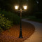 Solar Post Light Two Inverted Curved Heads 700lm IP44 2350mm