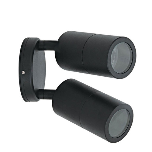 Outdoor Contemporary 2 Light Adjustable LED GU10 Spotlight Black