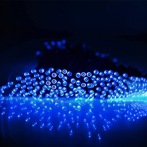 Blue Solar powered Christmas Lights 17m Length